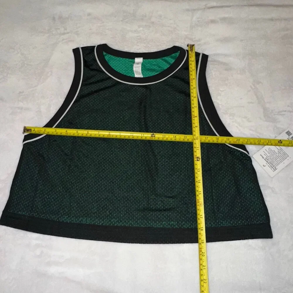 Lululemon Womens XL Double Layered Reversible Mesh Tank Top Green Black NWT